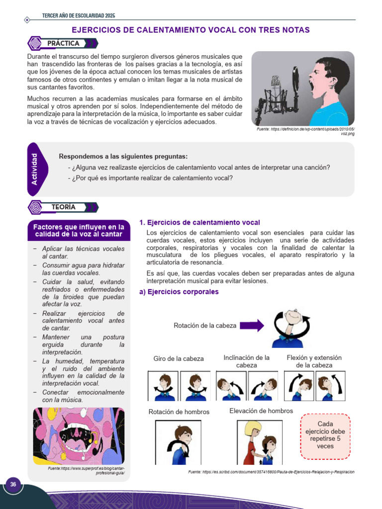 8° Ejercicios de Calentamiento Vocal Con Tres Notas | PDF | Canto ...