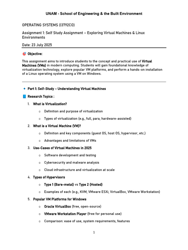 Exploring Virtual Machines & Linux Setup | PDF | Virtual Machine ...