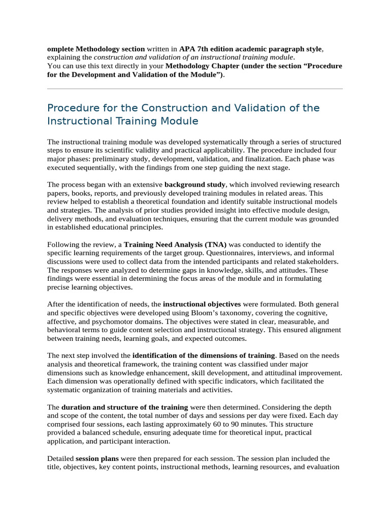 Instructional Module Development Process | PDF | Methodology ...