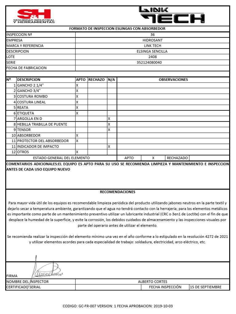 Eslinga 0040 | PDF | Procesos industriales | Sector secundario de la ...