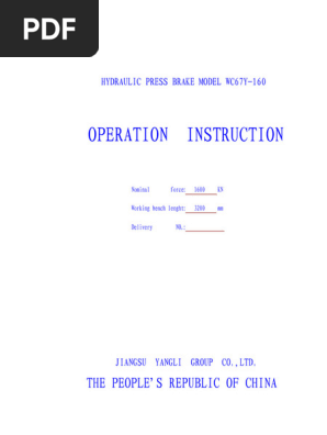 WC67Y-160 Hydraulic Press Brake Guide | PDF | Pump | Sheet Metal