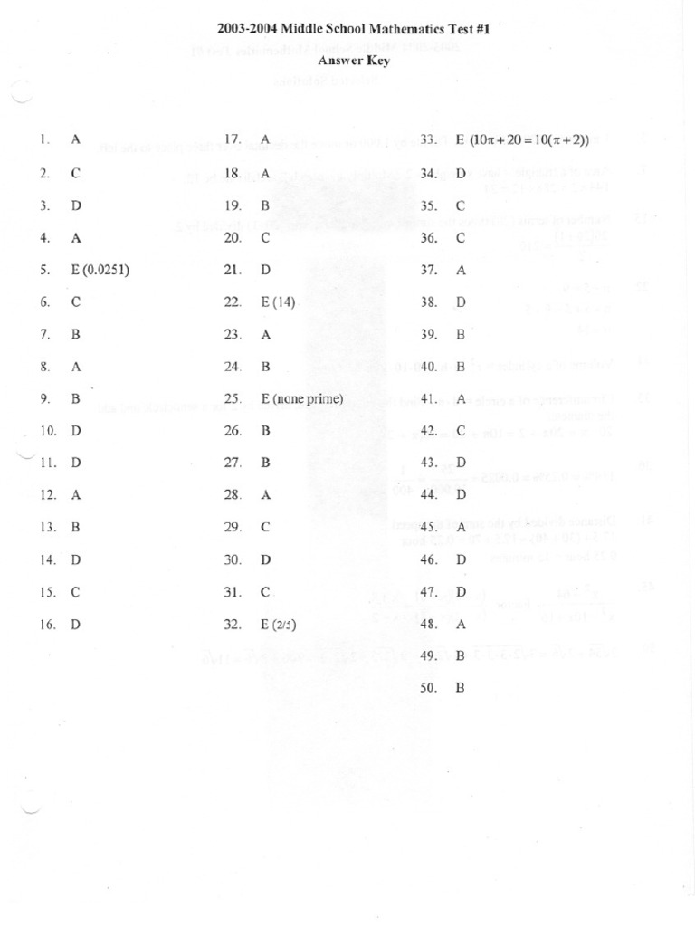2003-2004 GM Answer Keys | PDF