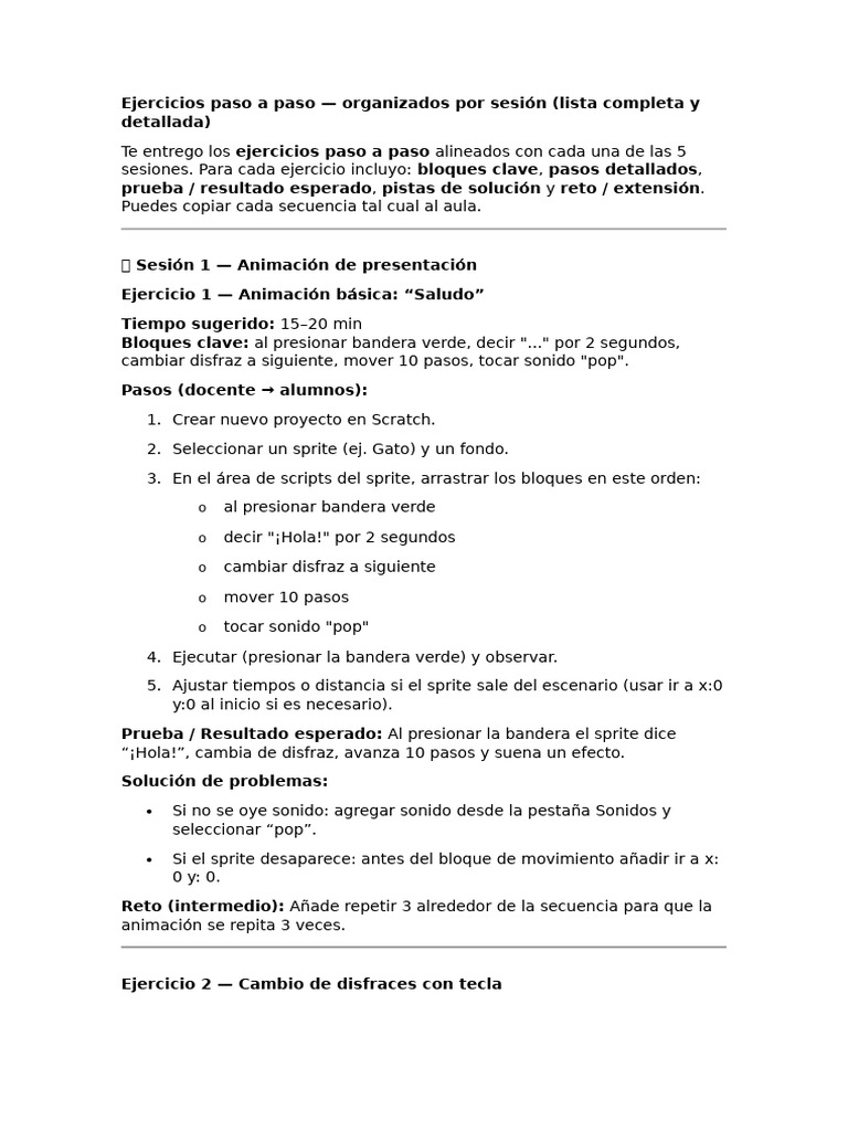 Ejercicios Paso A Paso | PDF | Scratch (lenguaje de programación)