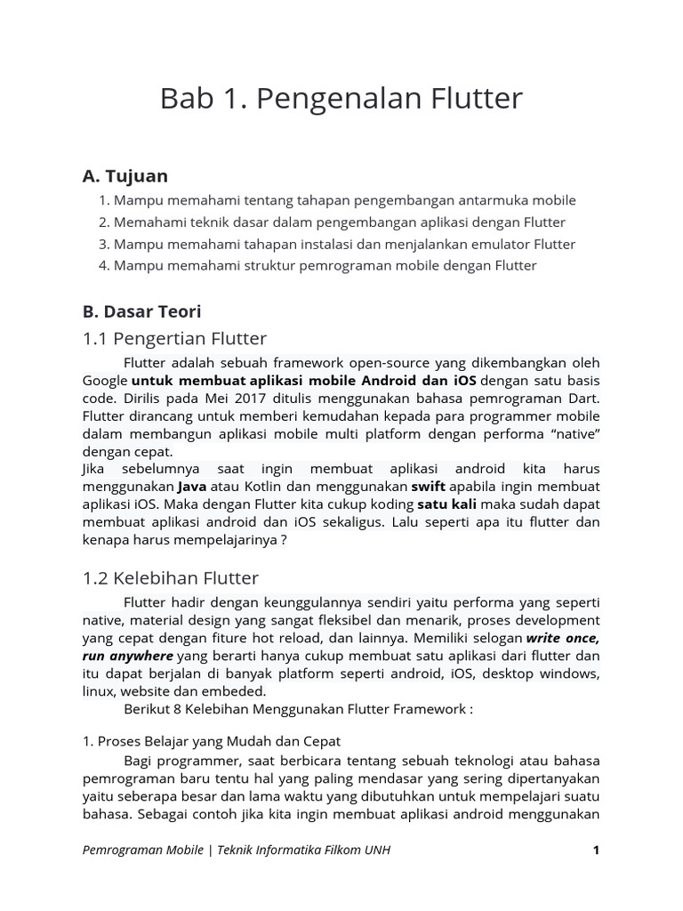 Pengenalan Flutter untuk Pemrograman Mobile | PDF