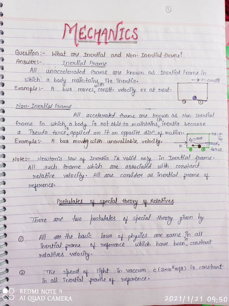 Mechanics of Inertial and Non-Inertial Frames | PDF | Physical ...