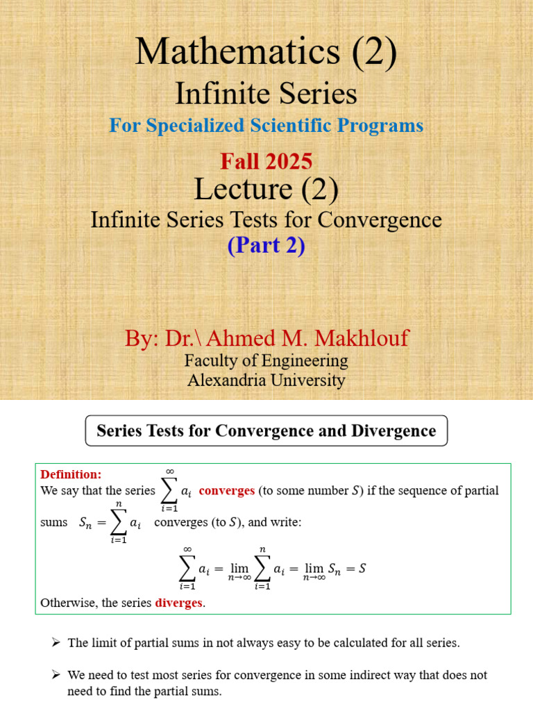 (Series 2) Infinite Series Tests (Part 2) | PDF | Series (Mathematics ...