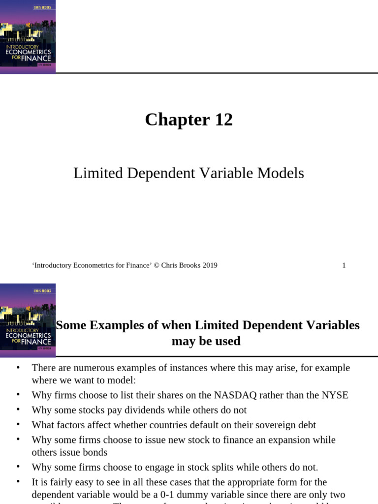 Limited Dependent Variable Models in Finance | PDF | Econometrics ...