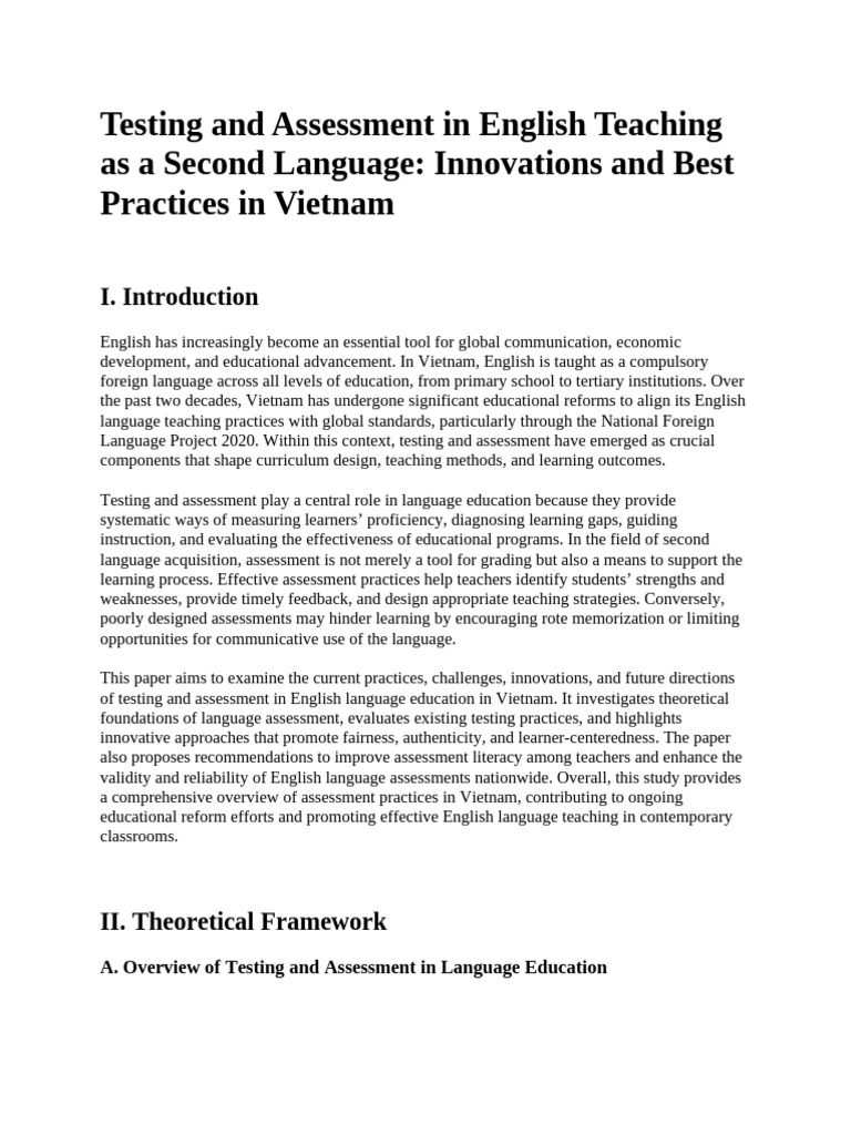 Innovative English Assessment Practices in Vietnam | PDF | Educational ...