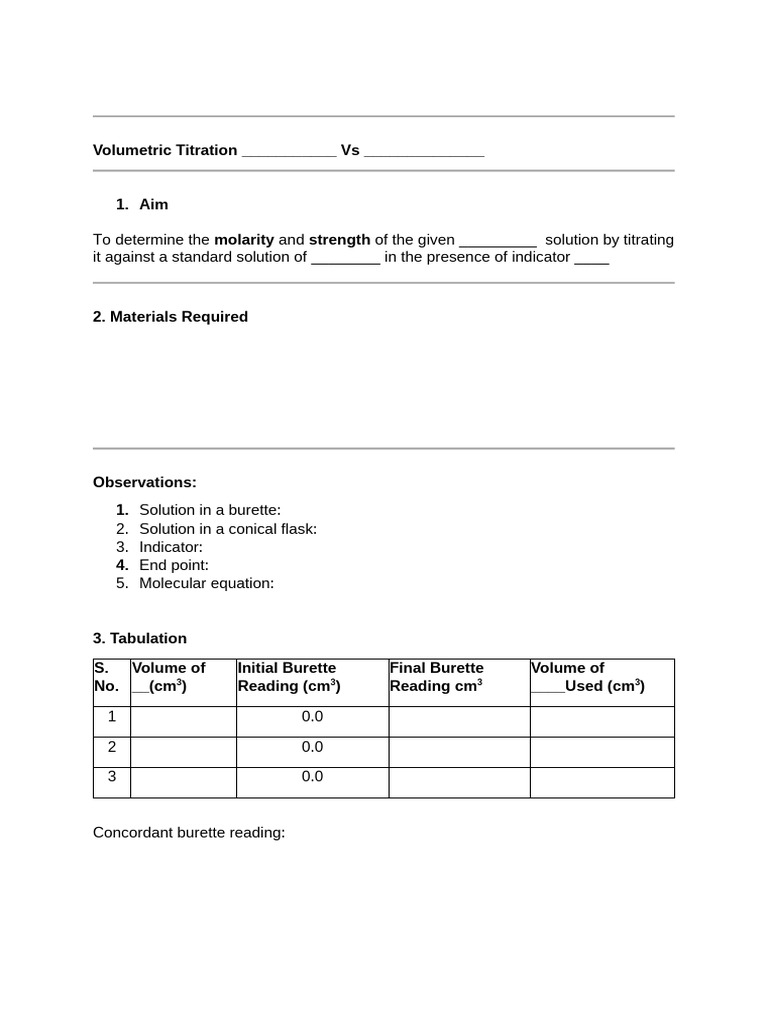 Volumetric Titration Methodology Guide | PDF