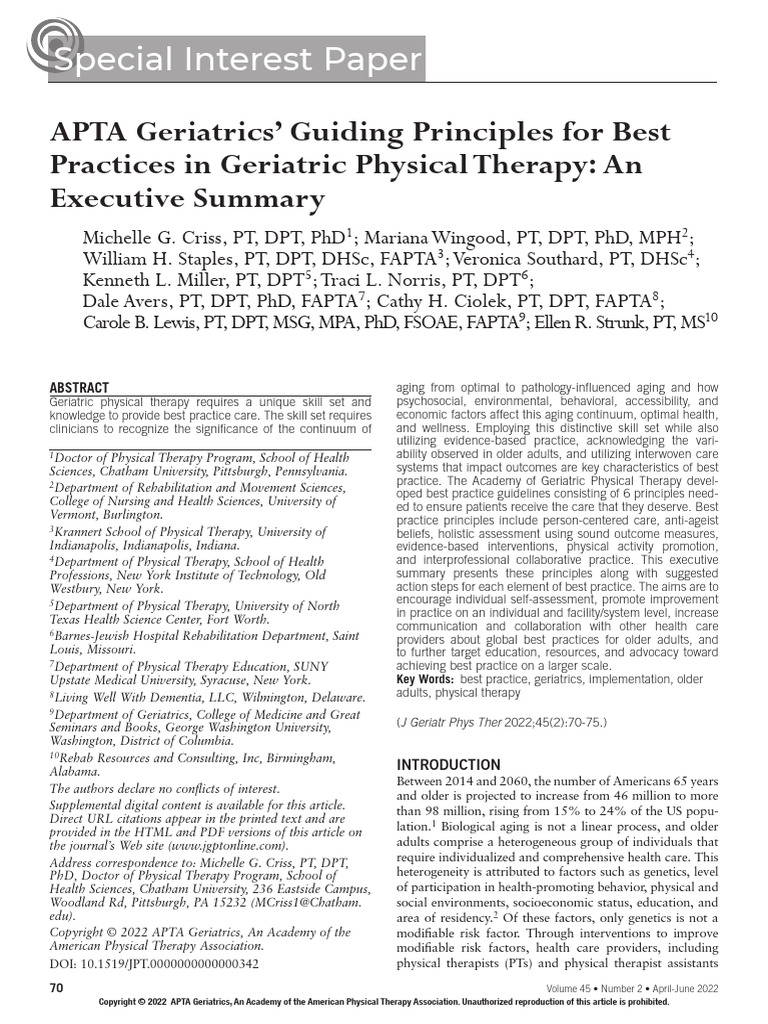 Best Practices in Geriatric Physical Therapy | PDF | Physical Therapy ...