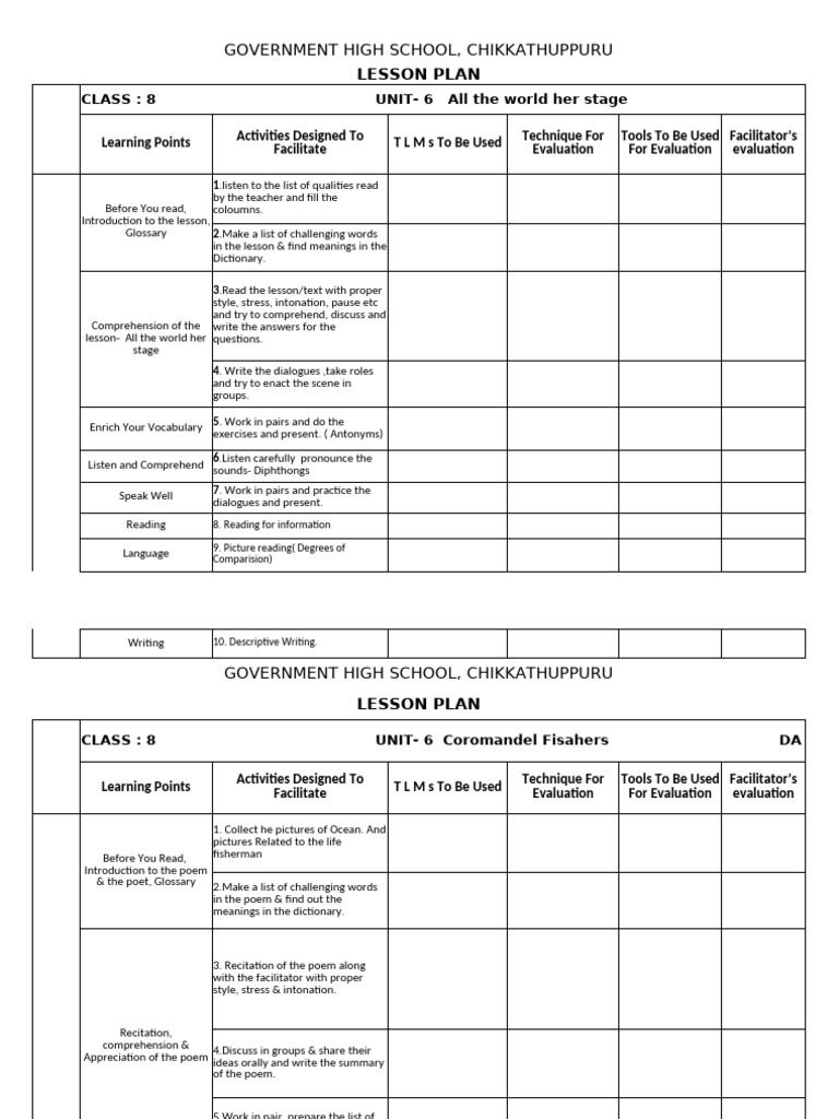 8 th UNIT LESSON 6 | PDF | Reading Comprehension | Poetry