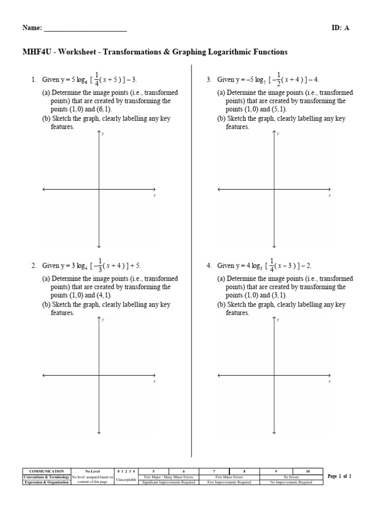 MHF4U - Logs 02 - Worksheet - 2018-2019 | PDF | Chess Openings | Chess