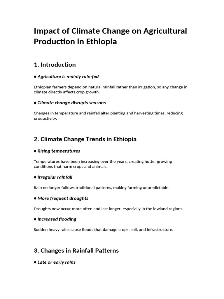 Climate Change Effects on Ethiopian Agriculture | PDF | Agriculture ...