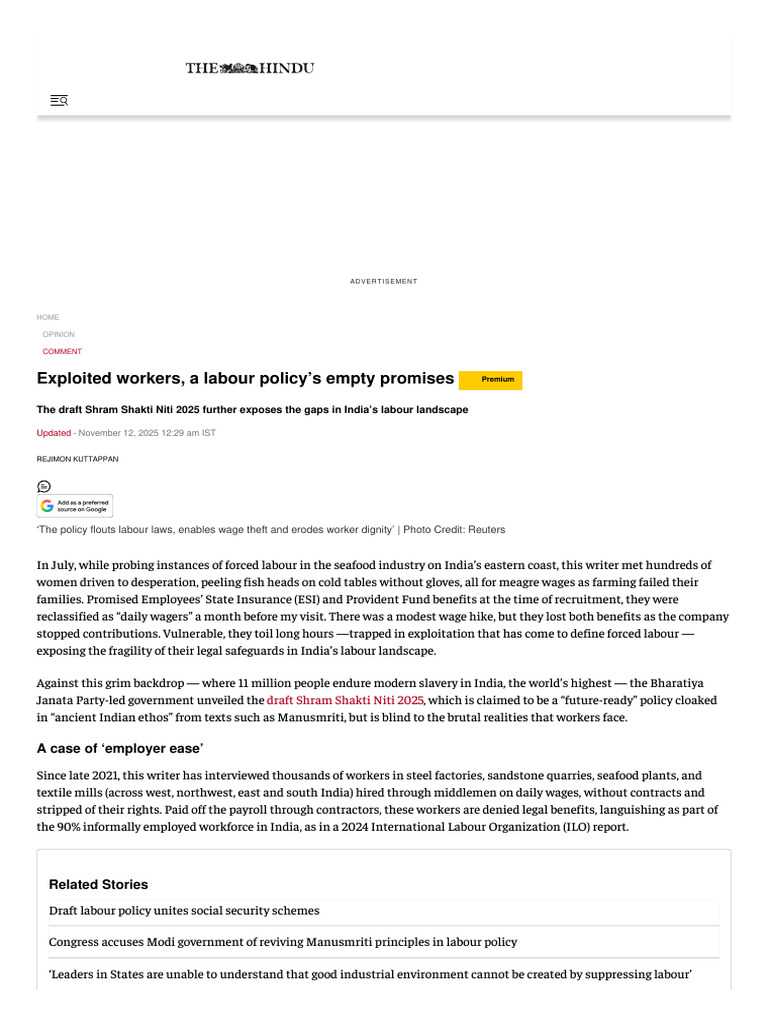 Exploited Workers, A Labour Policy’s Empty Promises | PDF | Employment ...