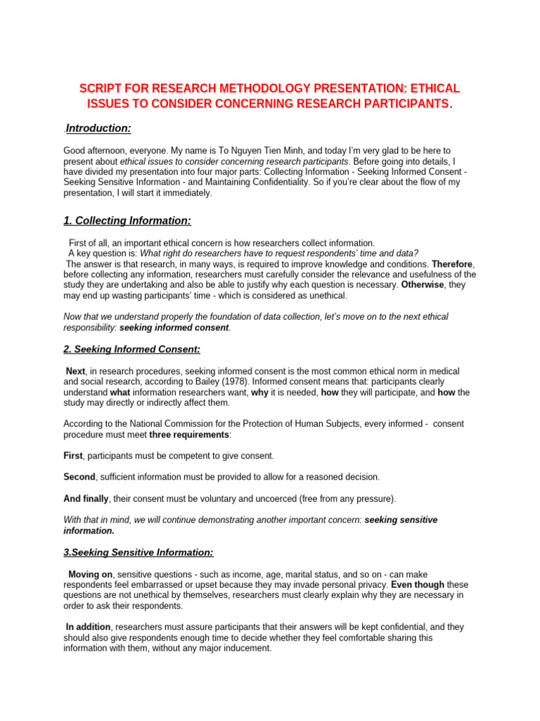 Ethical Considerations in Research Methods | PDF | Informed Consent ...