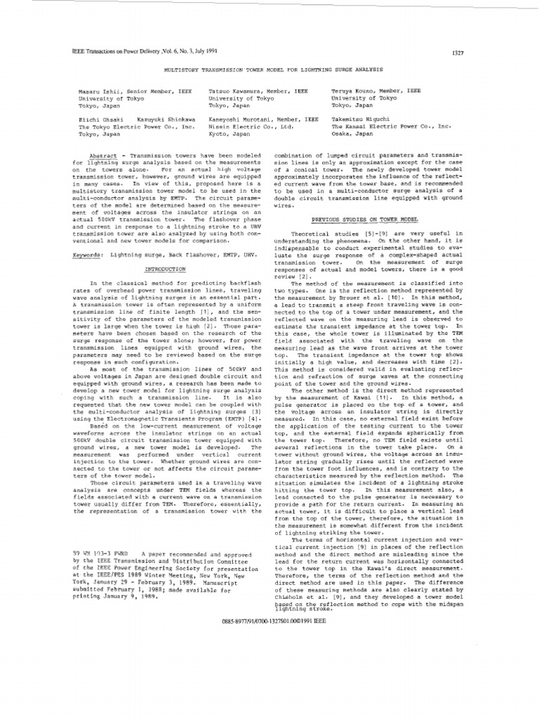 Lightning Surge Analysis for Towers | PDF | Insulator (Electricity ...