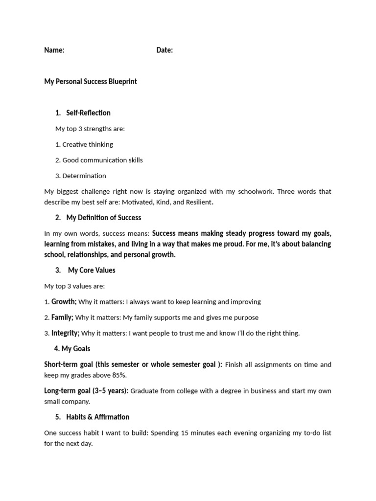 My Personal Success Blueprint Guide | PDF