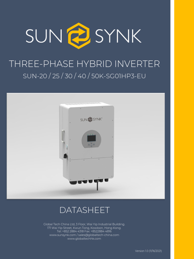 Three Phase Hybrid Inverter 20-25-30!40!50 Datasheet v1 | PDF | Battery ...