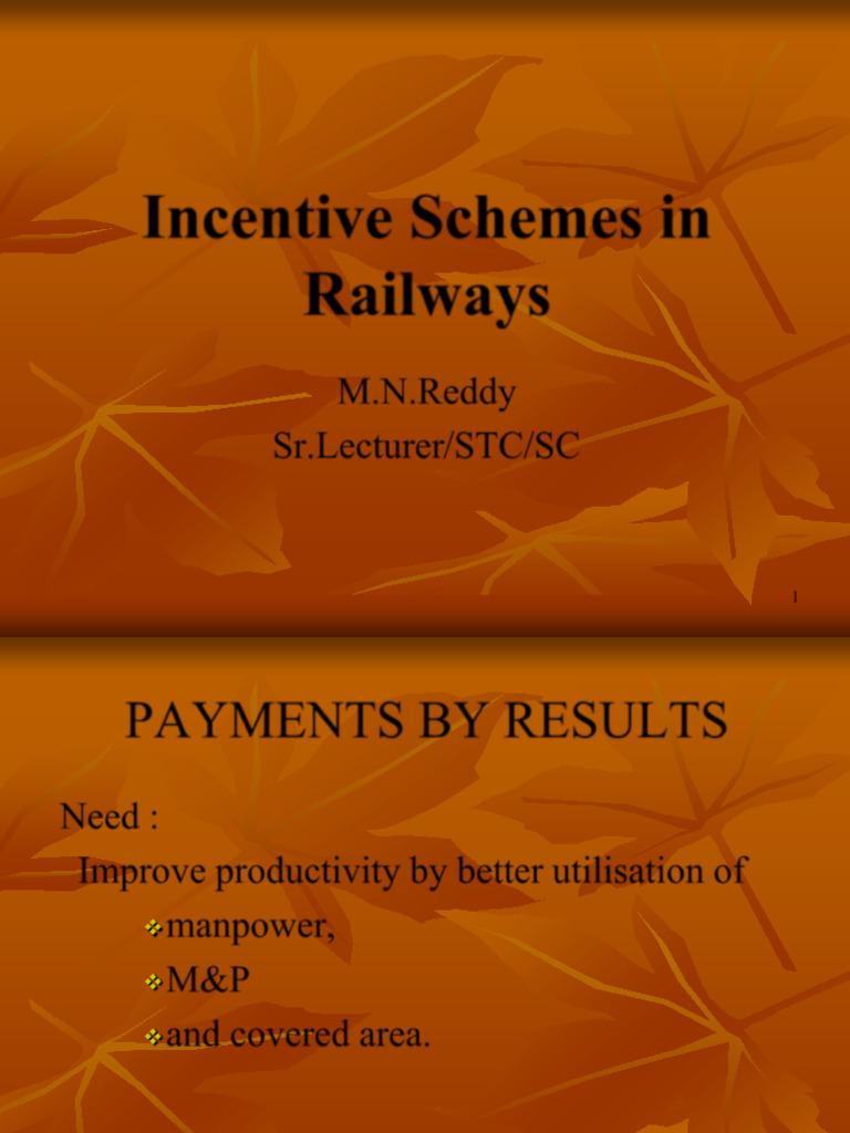 Railway Incentive Schemes Overview | PDF | Incentive