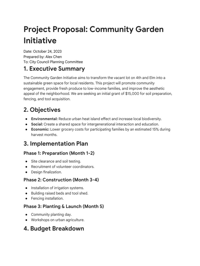 Community Garden Initiative Proposal | PDF