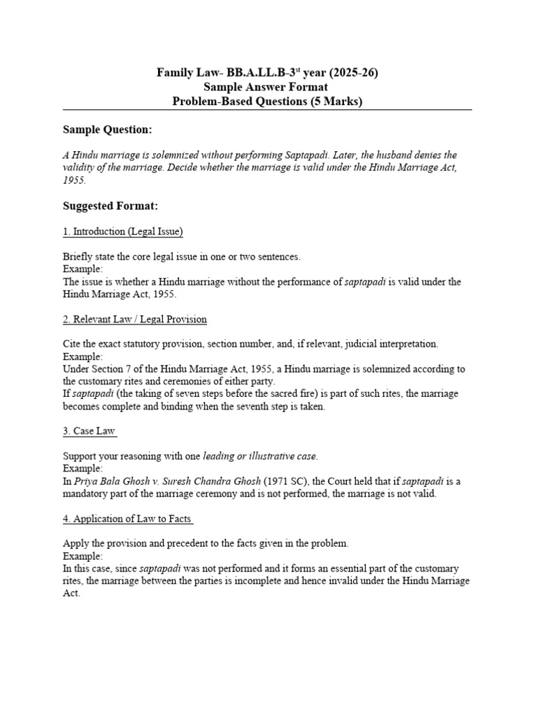 Family Law Problem-Based Questions Guide | PDF | Marriage | Divorce