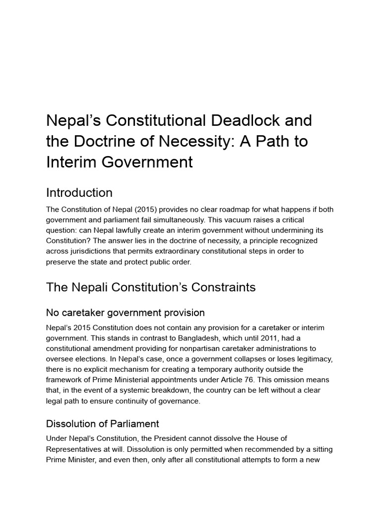 Nepal's Constitutional Crisis: Interim Government Solutions | PDF ...