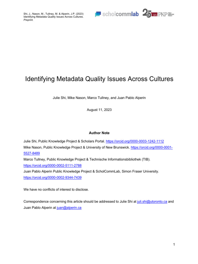 Identifying Metadata Quality Issues Across Cultures (PREPRINT) - 2023 ...