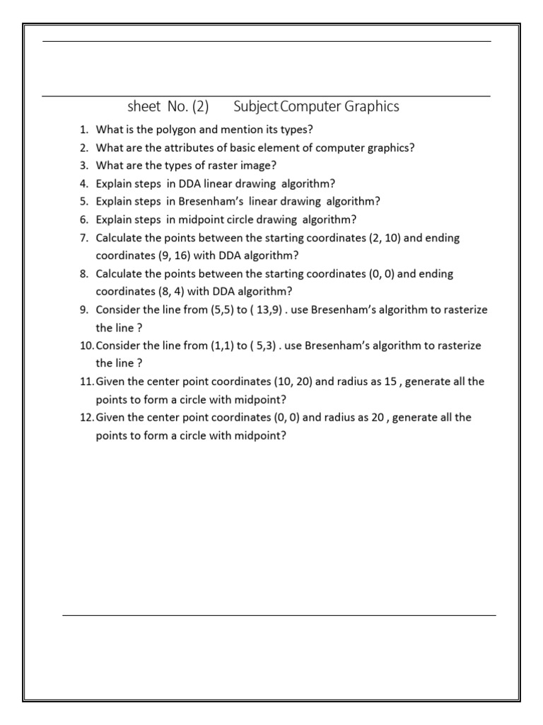 Computer Graphics Course Overview 2025-2024 | PDF