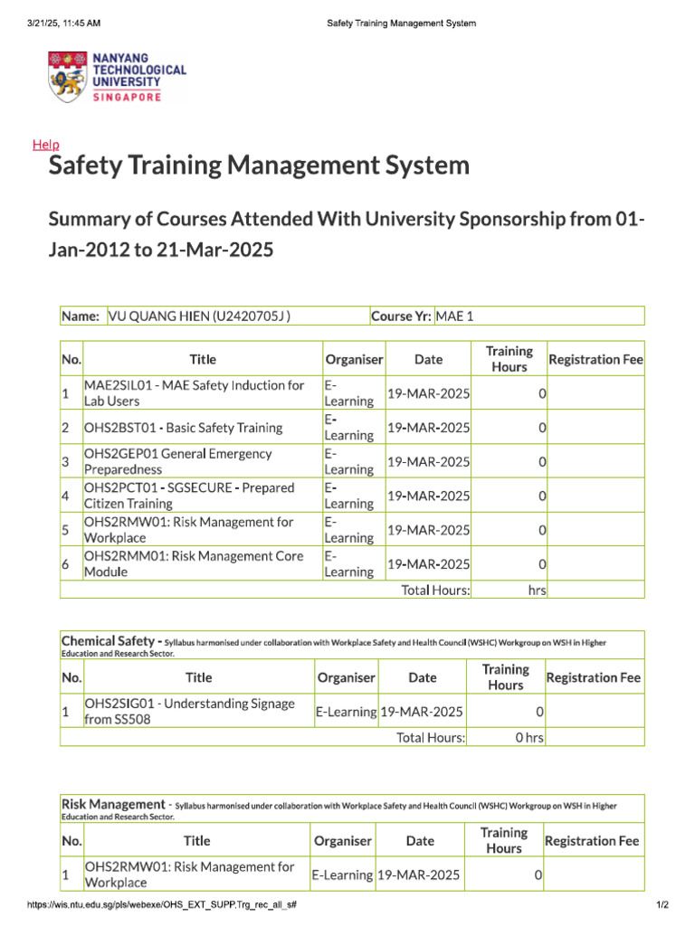 Safety Training Record | PDF