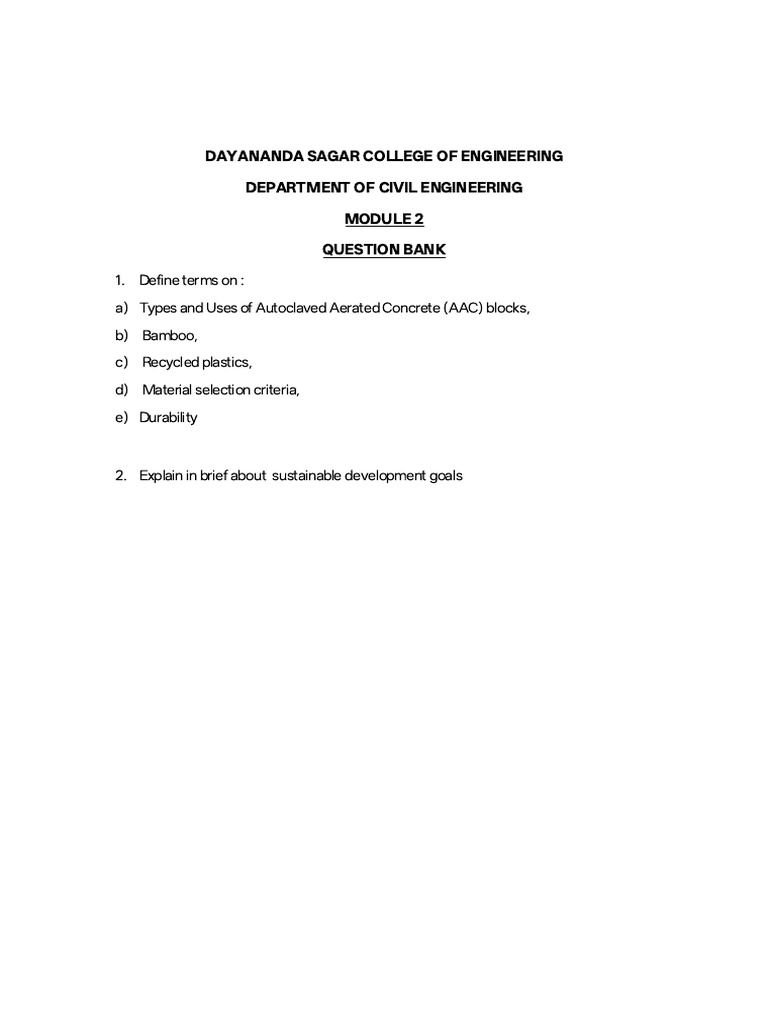 Civil Engineering Module 2 Question Bank | PDF