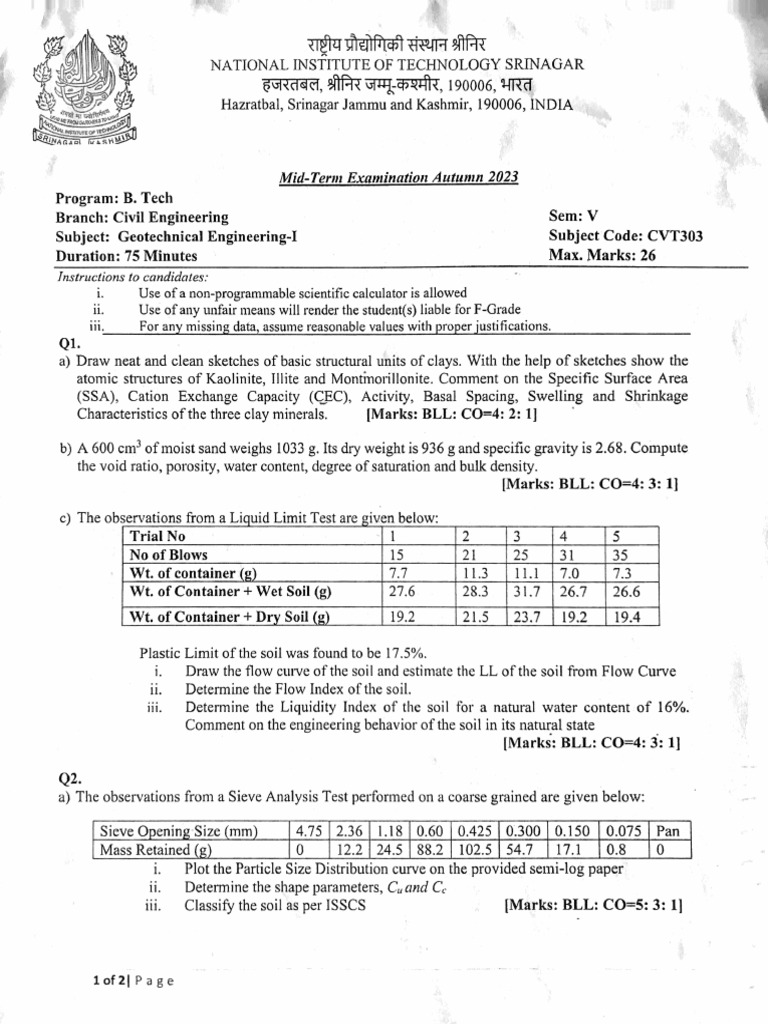 Mid Papers 5th Sem | PDF