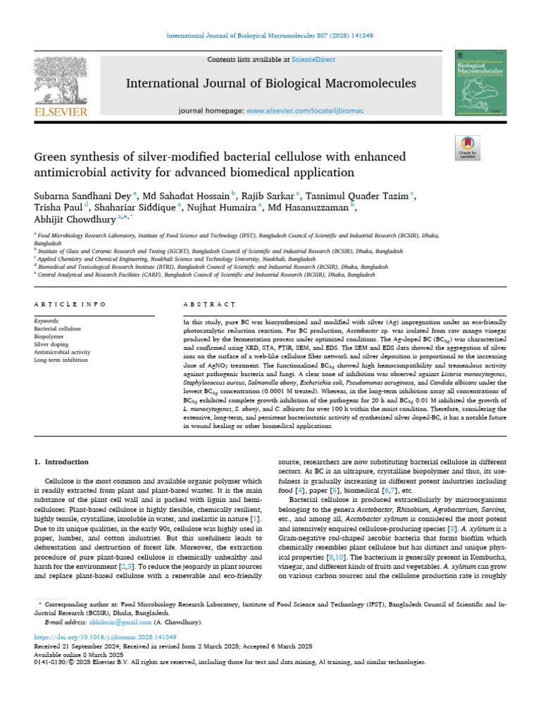 Silver-Modified Bacterial Cellulose Synthesis | PDF | Bacteria | Cellulose