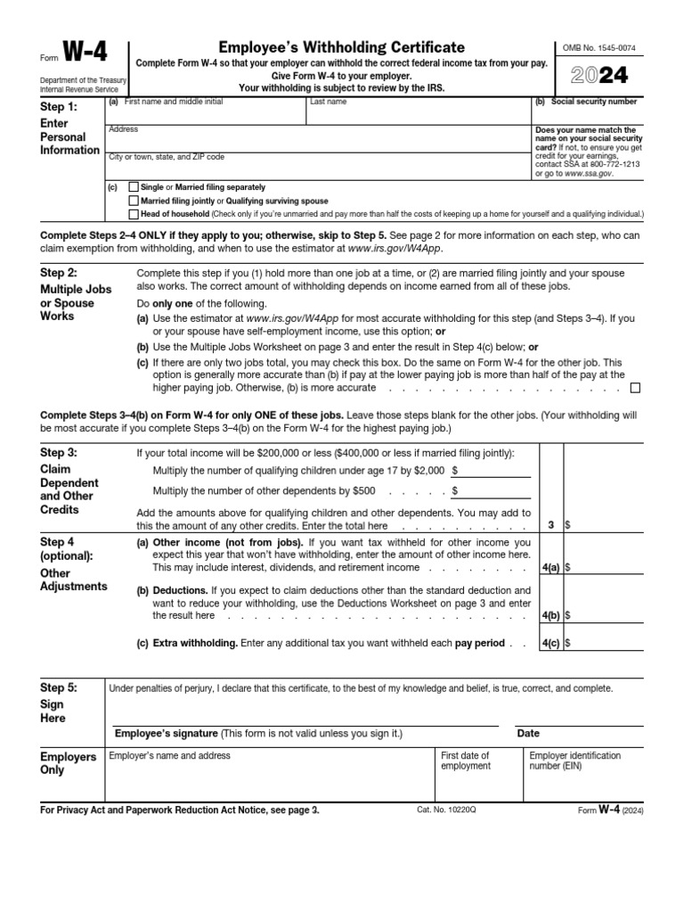 Employee's Withholding Certificate: Framingham, MA 01702 | PDF | Tax ...