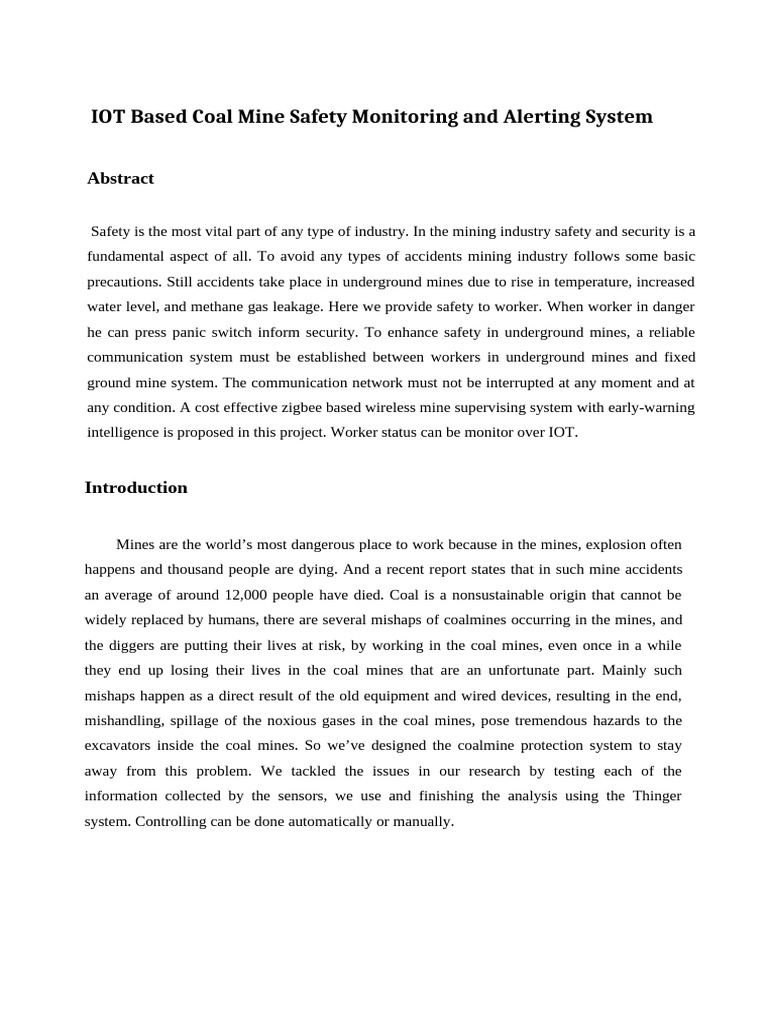 IoT Coal Mine Safety Monitoring System | PDF | Computer Network ...