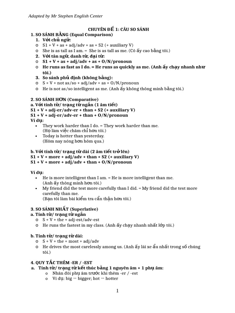 English Comparison Grammar Guide | PDF