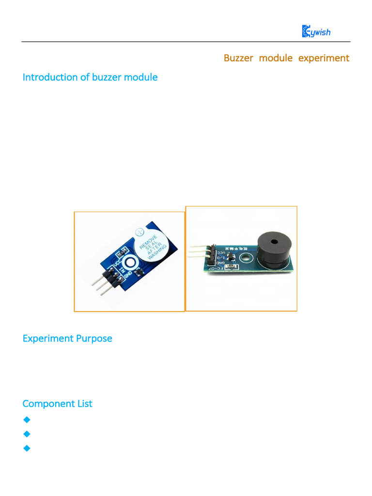 Buzzer Module Experiment Guide | PDF | Arduino | Sound