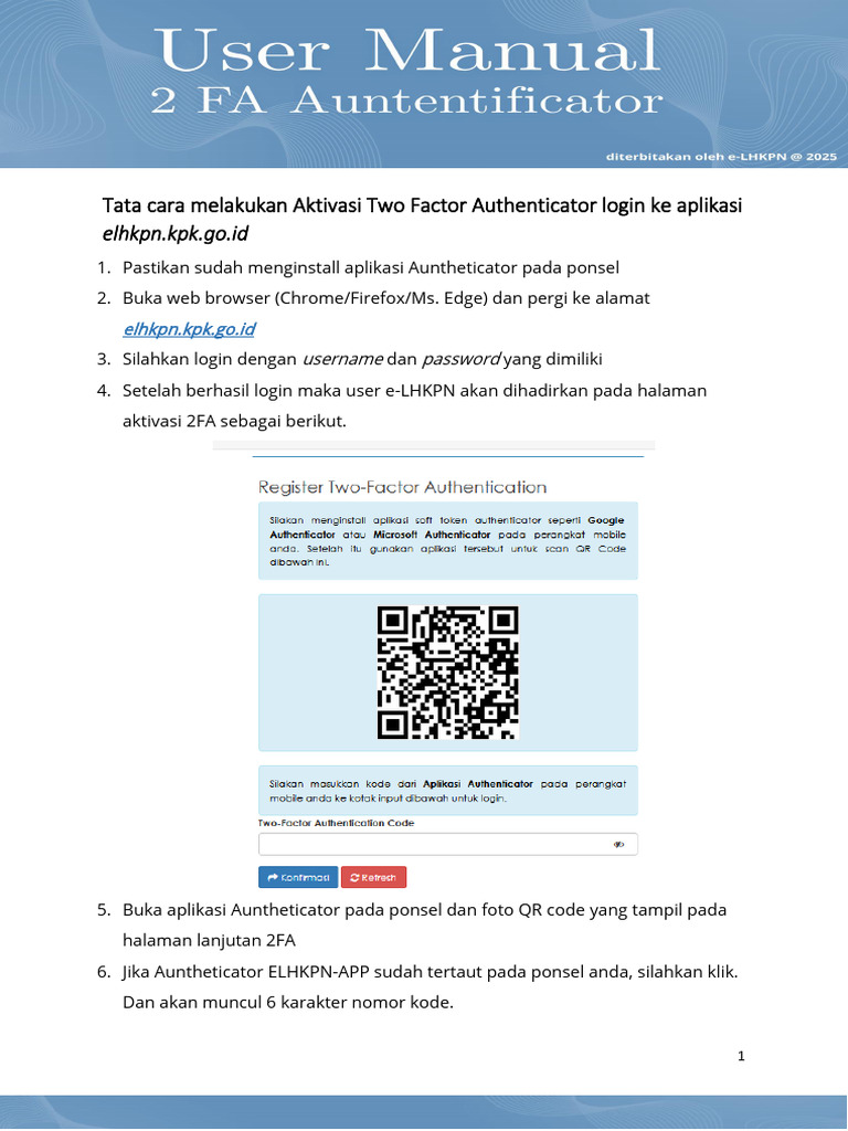 Aktivasi dan Login 2FA e-LHKPN | PDF