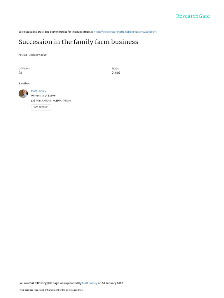 Family Farm Succession Insights | PDF | Agriculture | Farms
