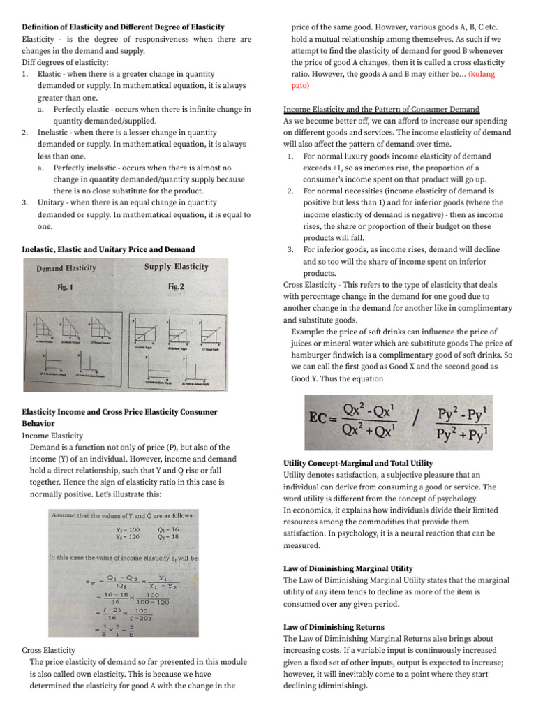 Econ Reviewer | PDF | Elasticity (Economics) | Demand
