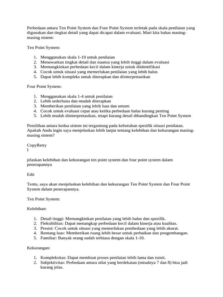 Perbandingan Ten Point dan Four Point System | PDF