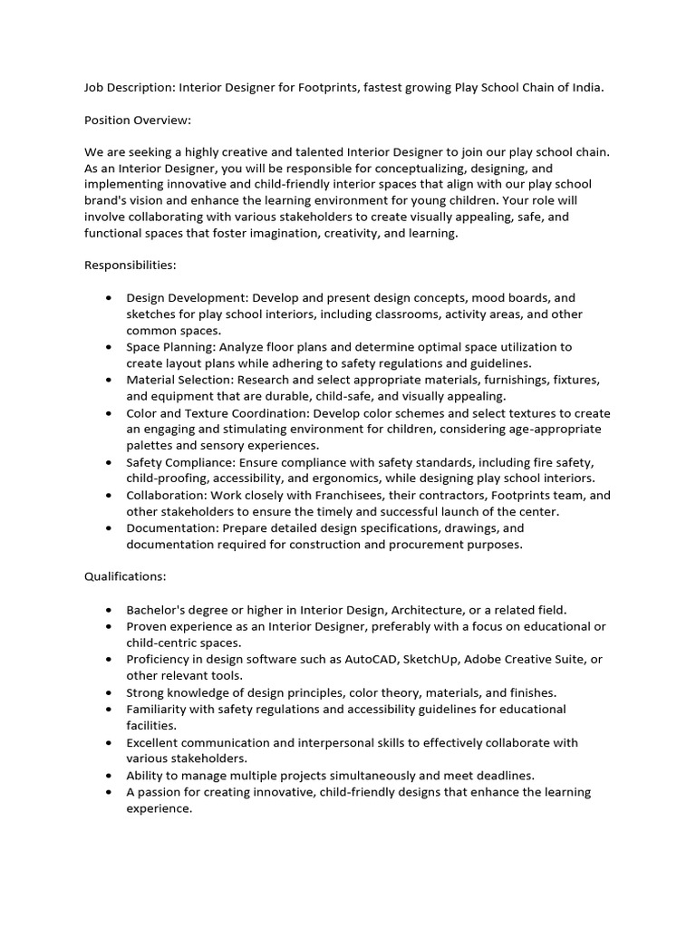 Arch Job Description | PDF | Interior Design | Accessibility