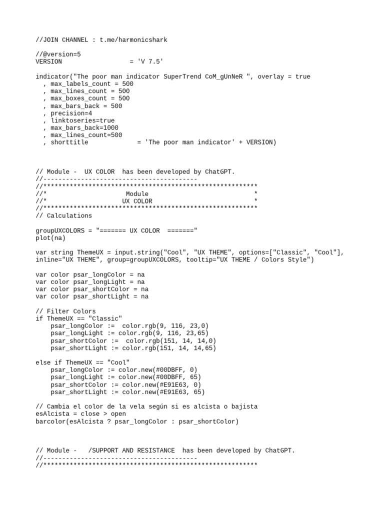SuperTrend Indicator Script V7.5 | PDF | Color | Descriptive Statistics