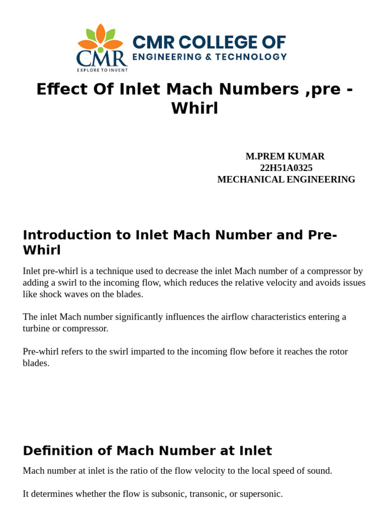 Impact of Inlet Mach Number on Pre-Whirl | PDF | Mach Number | Shock Wave