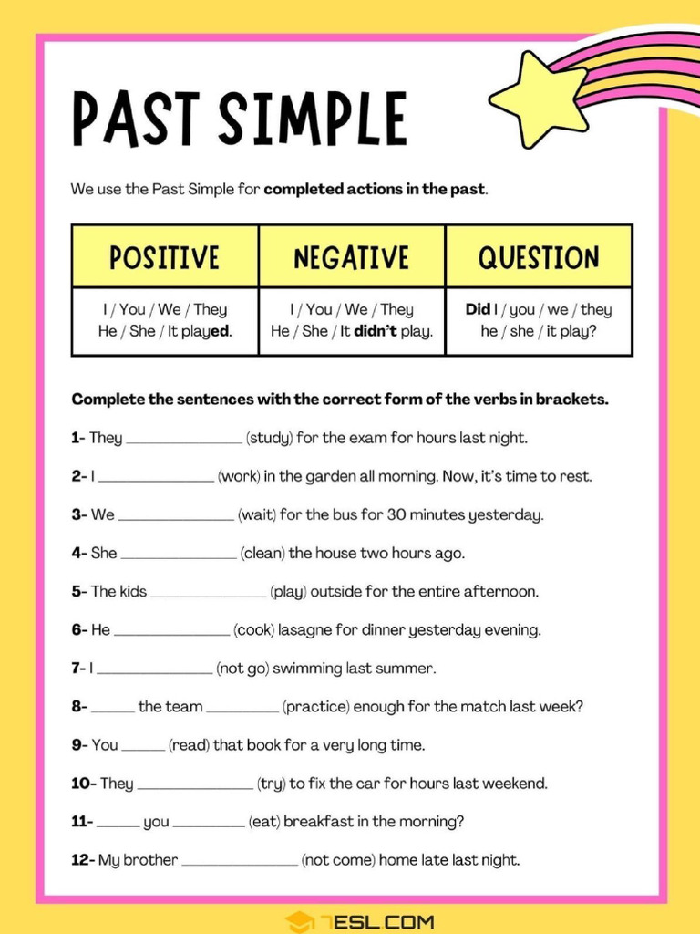 Esl 3 - Past Simple | PDF
