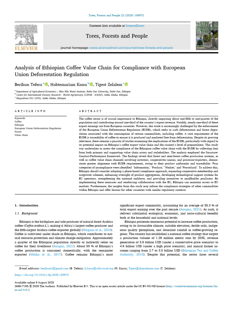 Ethiopian Coffee Value Chain EUDR Compliance | PDF | Coffee ...