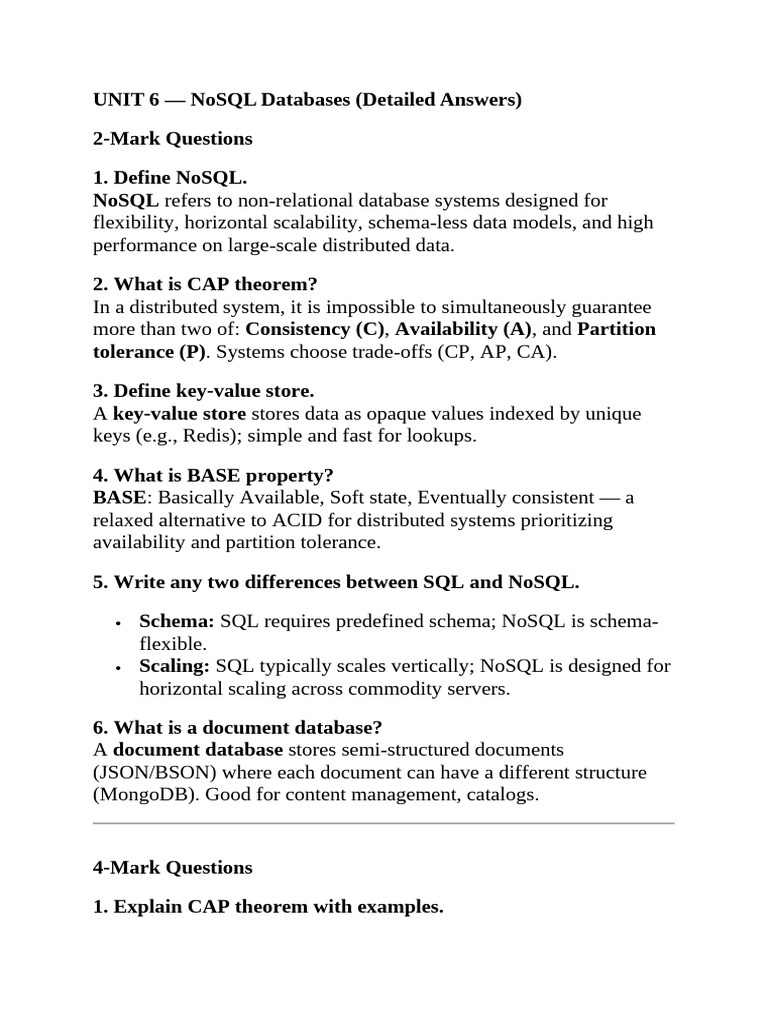 UNIT 6 | PDF | No Sql | Database Index