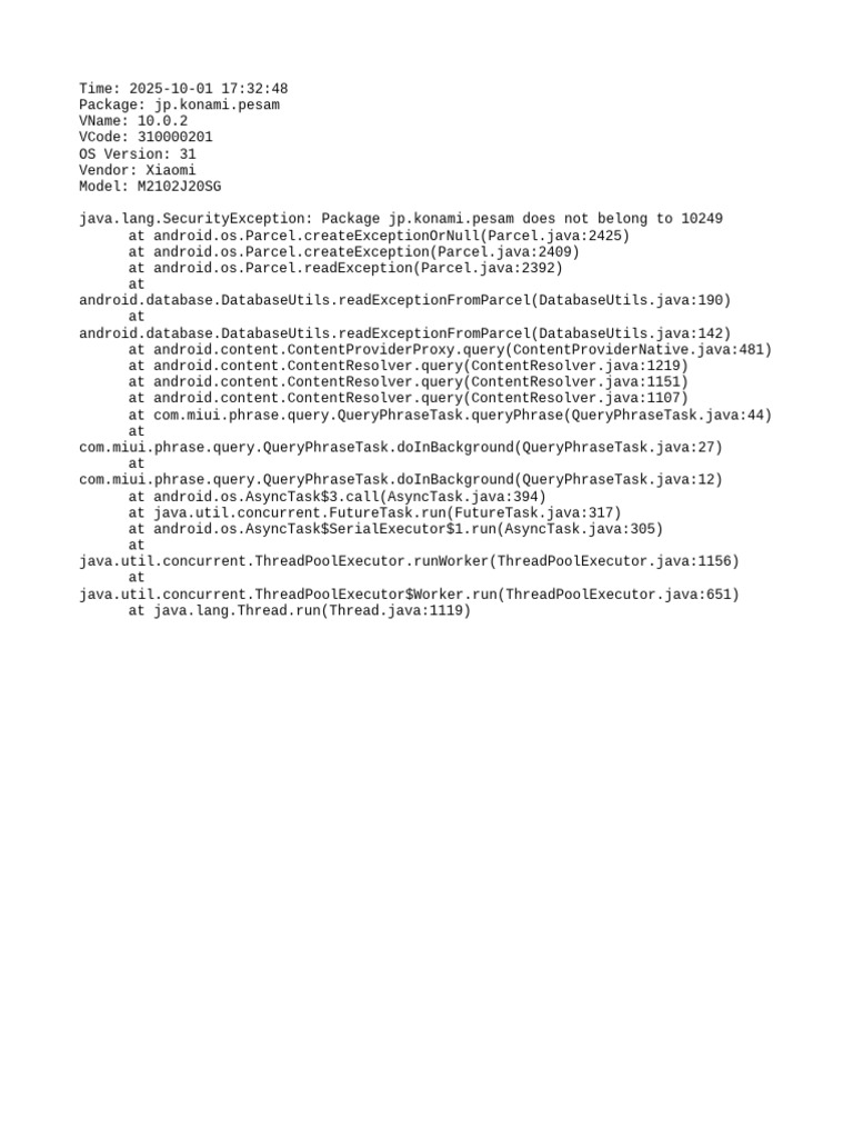 SecurityException in PESAM Package | PDF