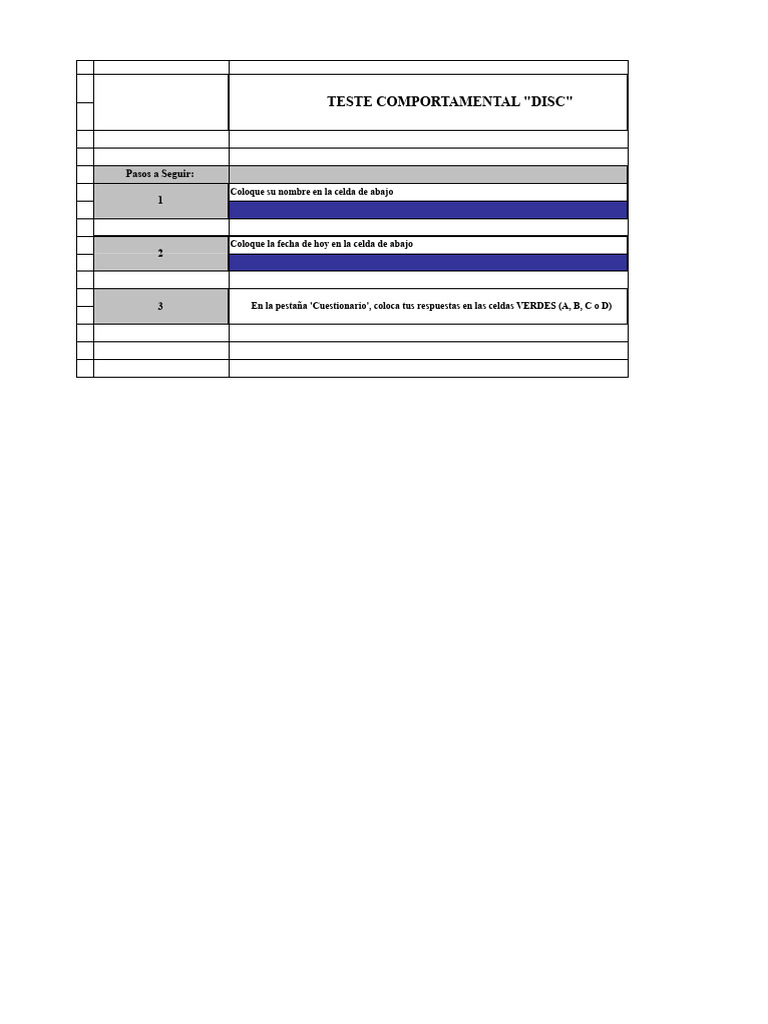 Teste Comportamental DISC: Instrucciones y Respuestas | PDF