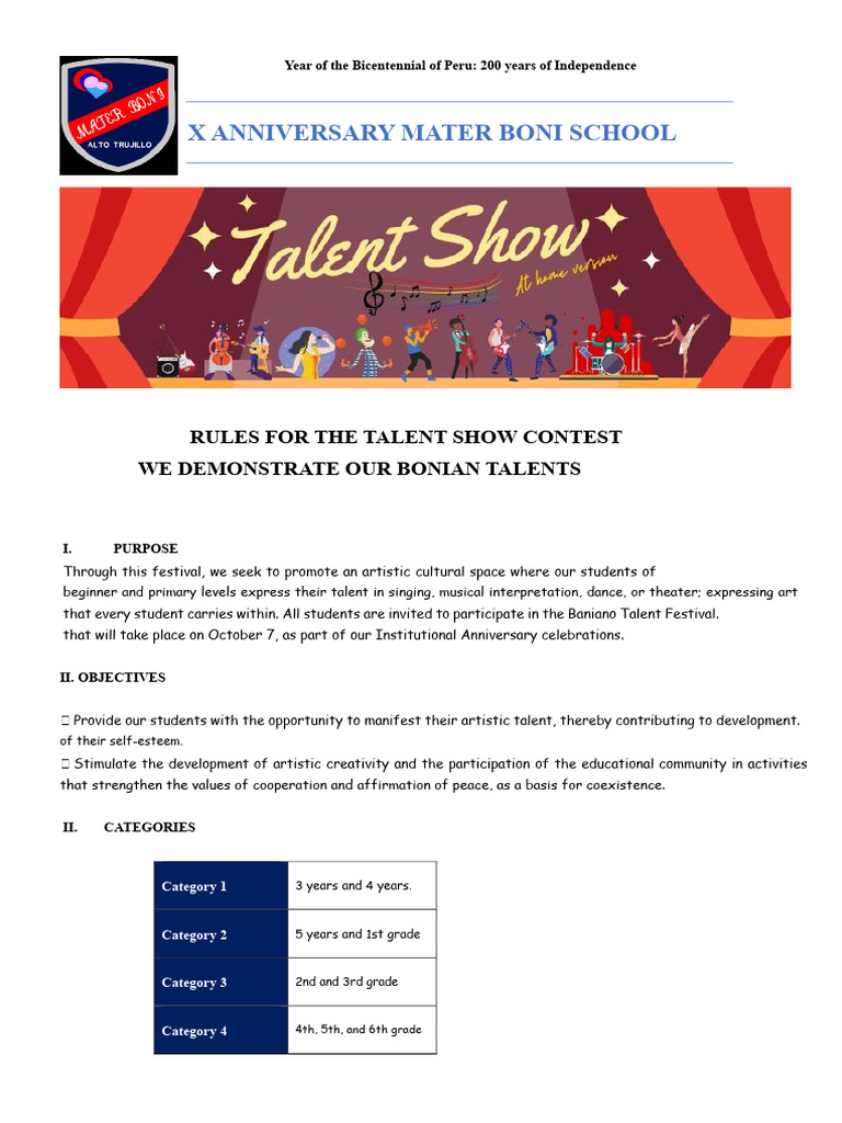 Rules of The Talent Show Contest | PDF
