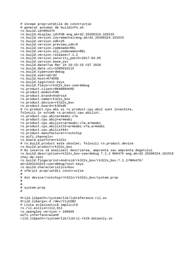 Android 7.1.2 Build Properties Overview | PDF | Virtualization ...